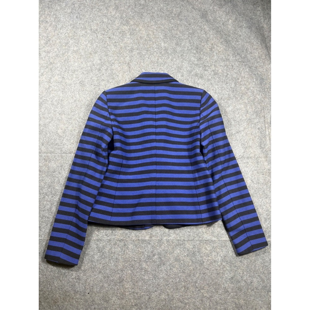 Ann Taylor LOFT Womens Blue Black Stripe Blazer Jacket Size 00 - Picture 9 of 9